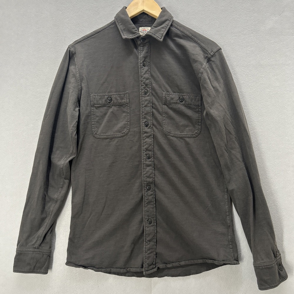 Faherty Knit Seasons Shirt Men's Small Dark Grey Long Sleeve Button Up Pockets